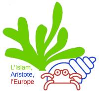 Schéma tricolore, représentant un Bernard-l'ermite (l'Europe) dans sa coquille (Aristote), blotti contre une anémone de mer (l'Islam).