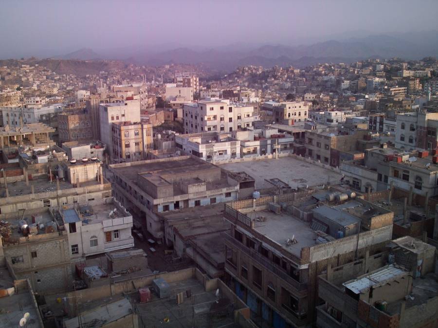 Vue sur le souk al-Ashbât et le Nord de la ville, du dernier étage de l'hôtel...